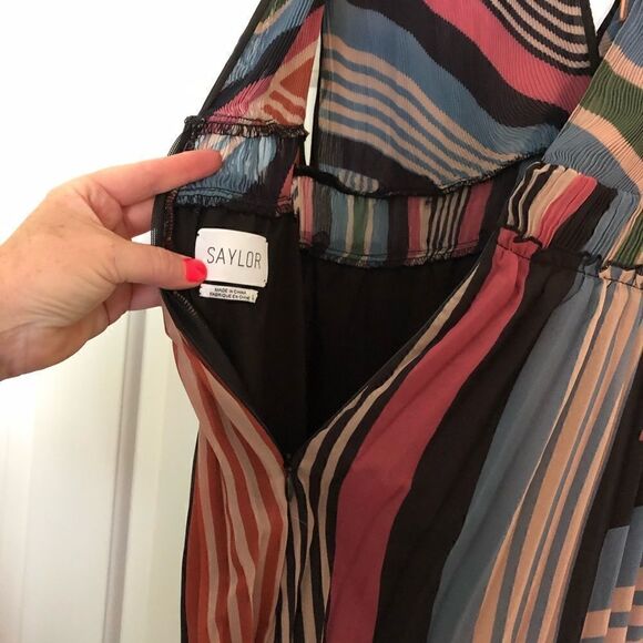 NWOT SAYLOR Lia Dress In Multi Stripe Size Large - Picture 3 of 7